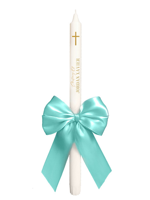 Tiffany Bowed Christening Taper Candle