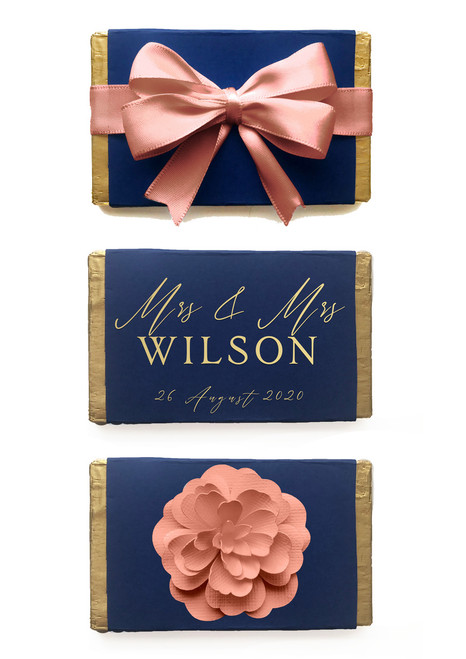 Peach & Navy Trio Chocolate Bomboniere - Set of 3