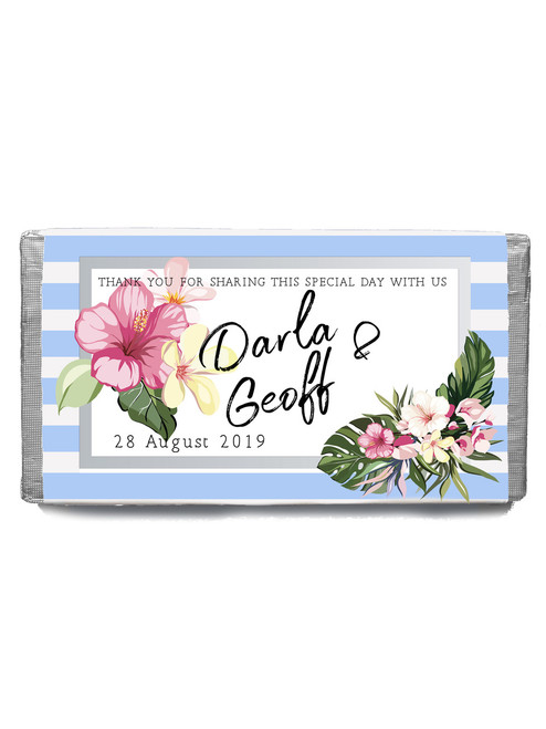 Blue Tropical Striped Chocolate Bomboniere