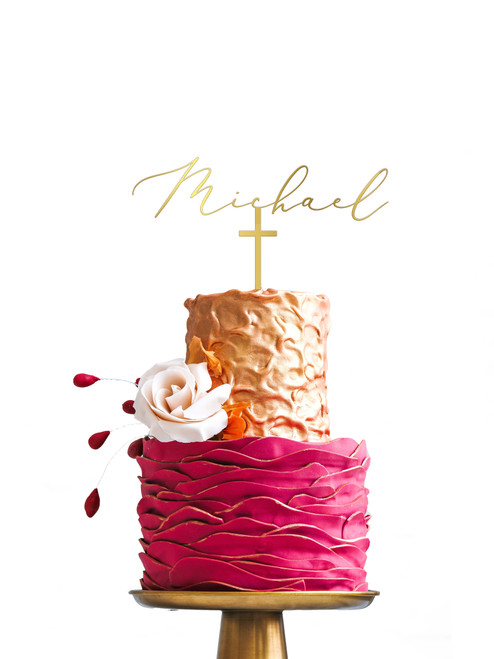 Name & Cross - Cake Topper