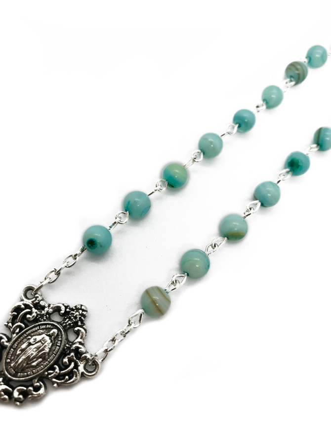 Freshwater Pearl Rosary - Light Blue