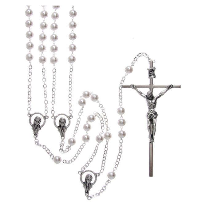 White Wedding Rosary 