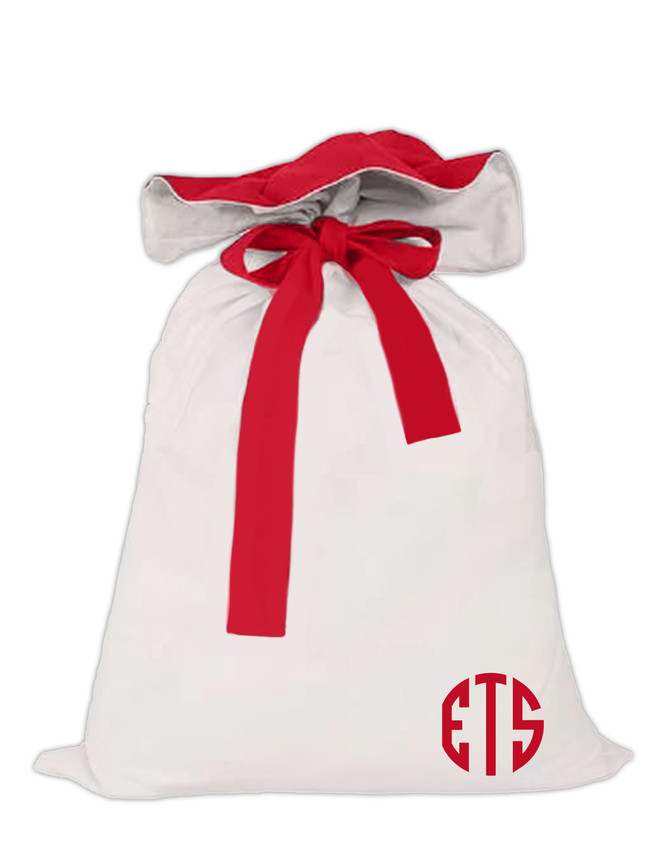 3 letter Circle Mono - Personalised Santa Sack
