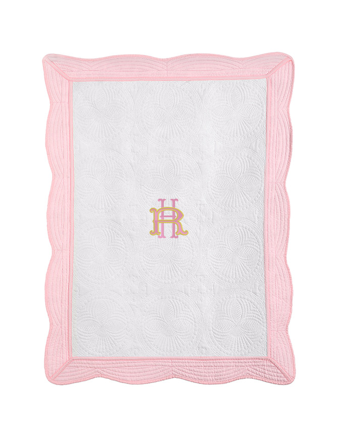 2 letter monogram -Heirloom Baby Quilt