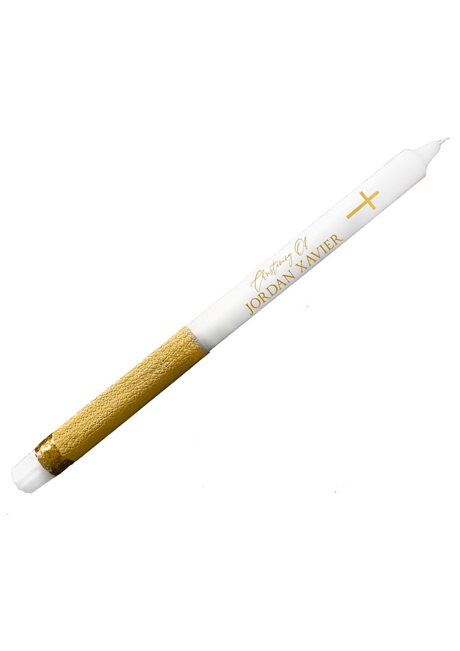 Gold Leather & Glittered Favour (10 Pack) Taper Candle