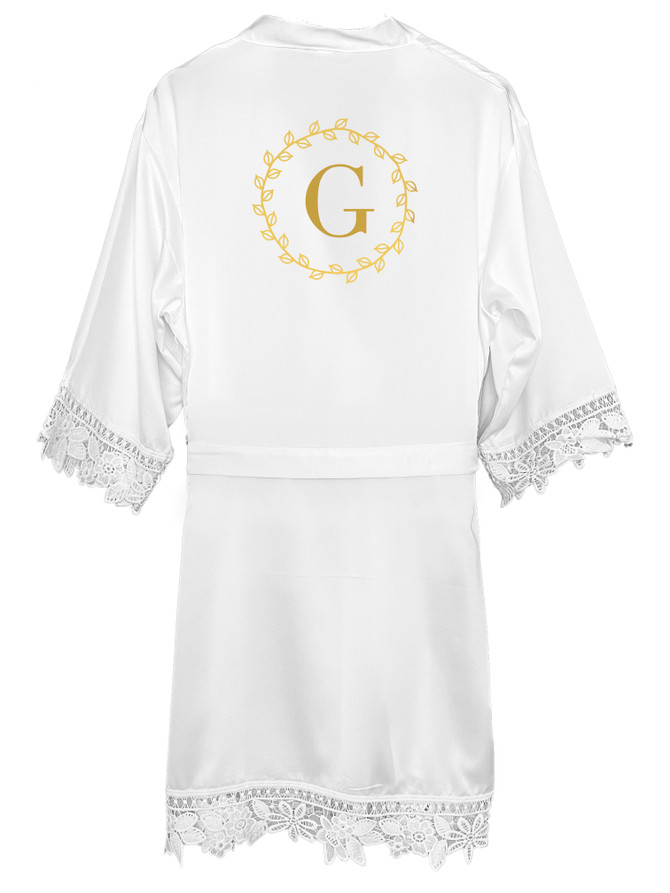 Wreathed Initial Bridal Robe