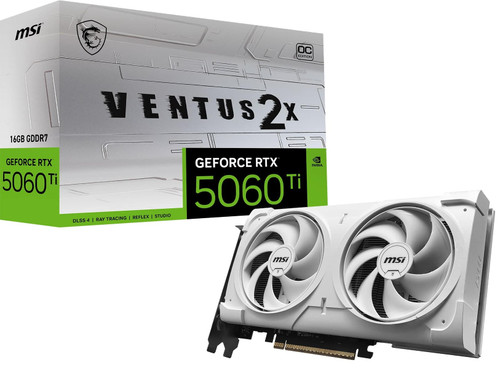 MSI - NVIDIA GeForce RTX 5060 Ti 16G VENTUS 2X OC PLUS 16GB GDDR7 PCI Express Gen 5 Graphics Card - White