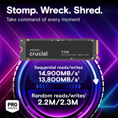 Crucial - T710 4TB Internal SSD PCIe Gen 5 x4 NVMe M.2 with 3D NAND Memory
