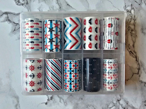 NAIL ART TRANSFER FOIL NAUTICAL BOX SET