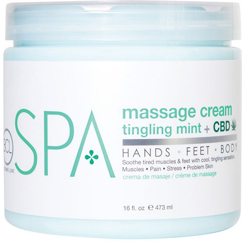 BCL Spa Massage Cream - Tingling Mint + CBD 16oz