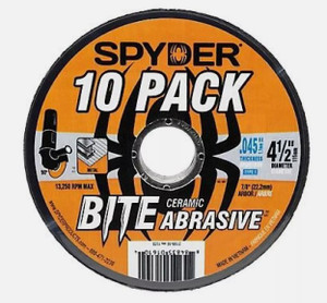 Spyder 4.5" Ceramic Cut-Off Wheel 10 / PK Spyder 4.5" Ceramic Cut-Off Wheel 10 / PK