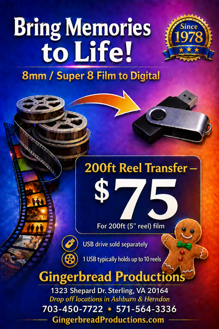 8mm / Super 8 Film Conversion – 200 ft (5" Reel)