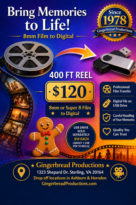 8mm / Super 8 Film Conversion – 400 ft (7" Reel)