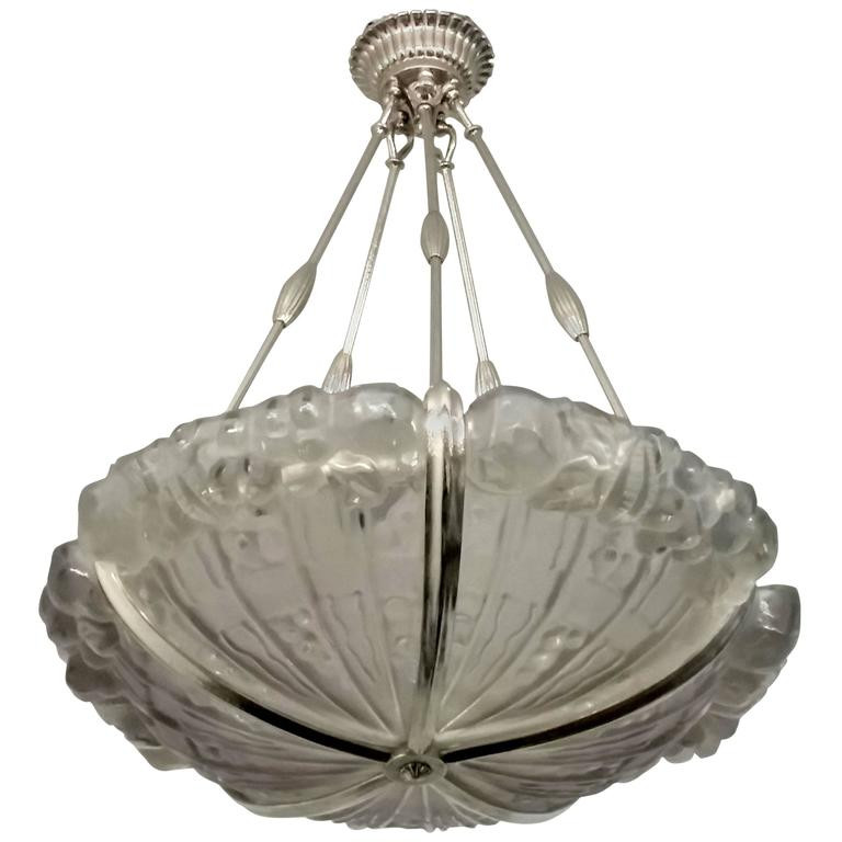 French Art Deco Pendant Chandelier By 