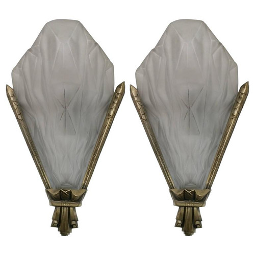 French Art Deco Wall Sconces Signed by Degue LU161923518422
