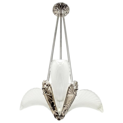 French Art Deco Three Panels Feather Chandelier