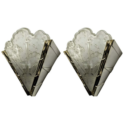 Pair of French Art Deco Wall Sconces signed by Muller Ferers