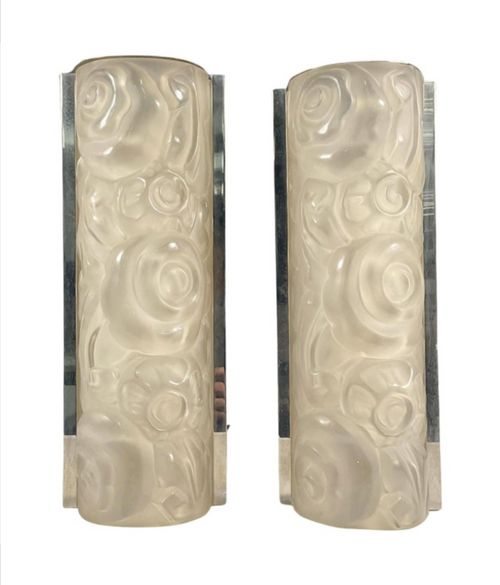 Pair of French Art Deco Wall Sconces by Genet and Michon (two pairs available)