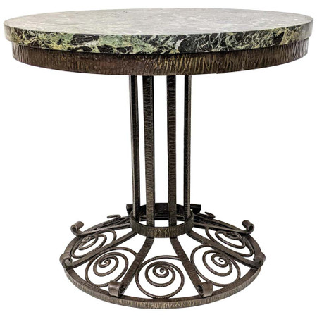 French Art Deco Wrought Iron Coffee or Side Table - Lampem