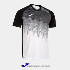 JOMA TIGER VI White Black Short Sleeve Team Jersey JOMA TIGER VI White Black Short Sleeve Team Jersey