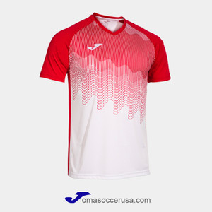 JOMA TIGER VI White Red Short Sleeve Team Jersey JOMA TIGER VI White Red Short Sleeve Team Jersey