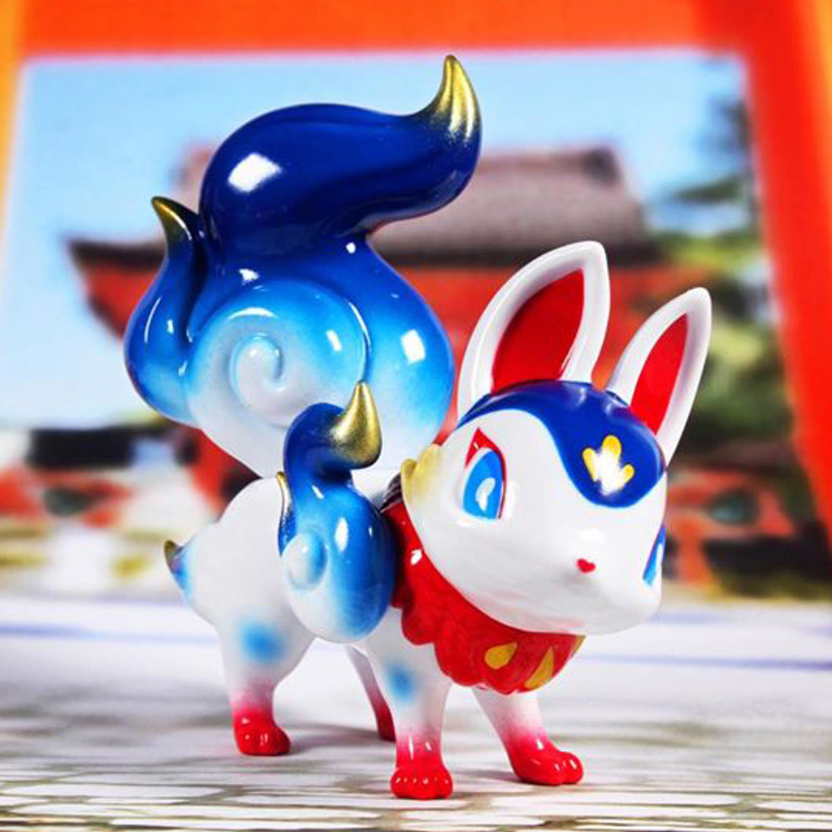 ソフビ　Crystal Phantom Fox 幻狐舎 genkosha Crystal Phantom Fox & Bokey Blue Sandstone by Genkosha X