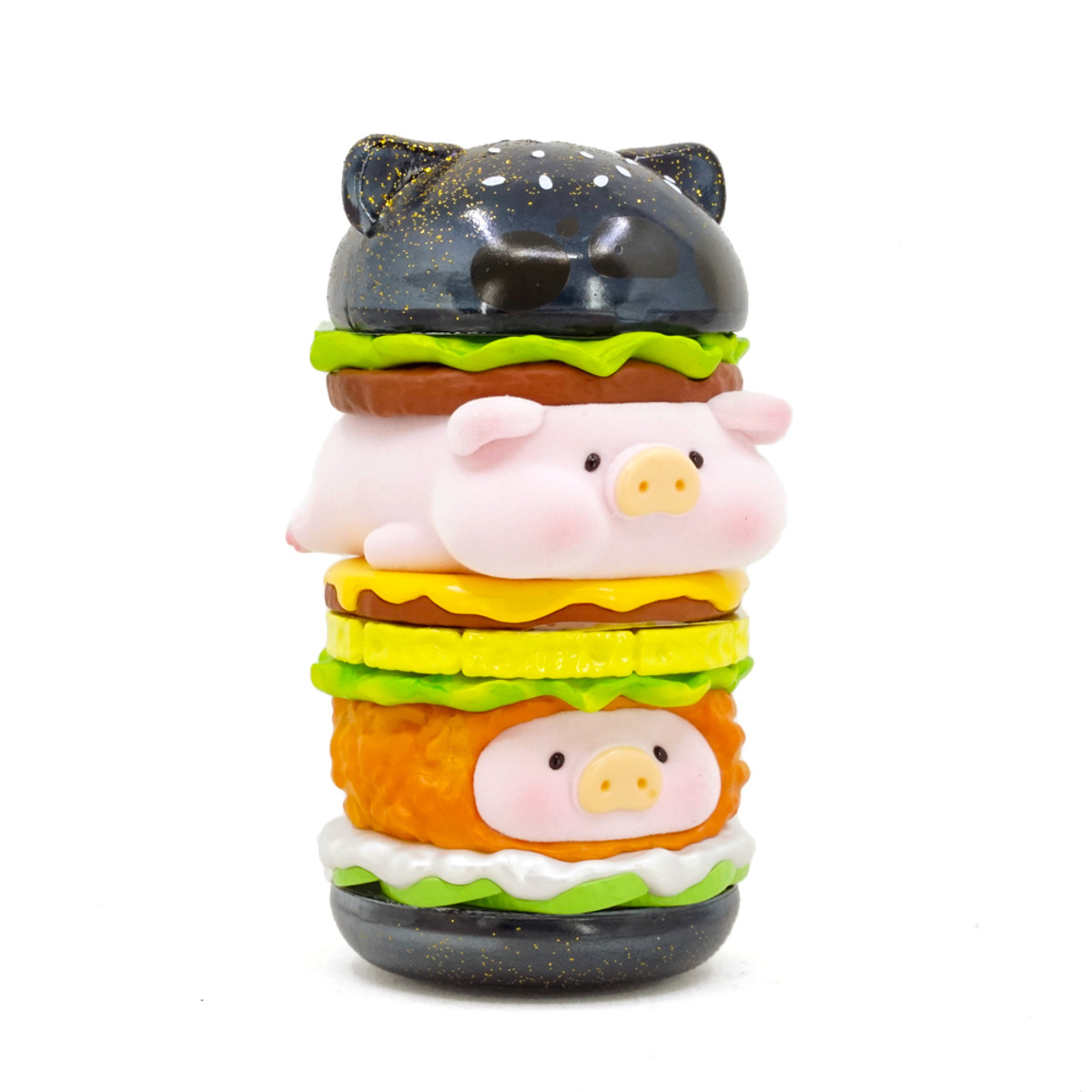 Lulu the Piggy Burger Black Gold - myplasticheart