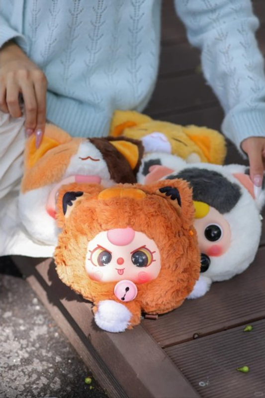 Baby Three Fortune Cat Zipper Bag Vinyl Face Plush Blind Box