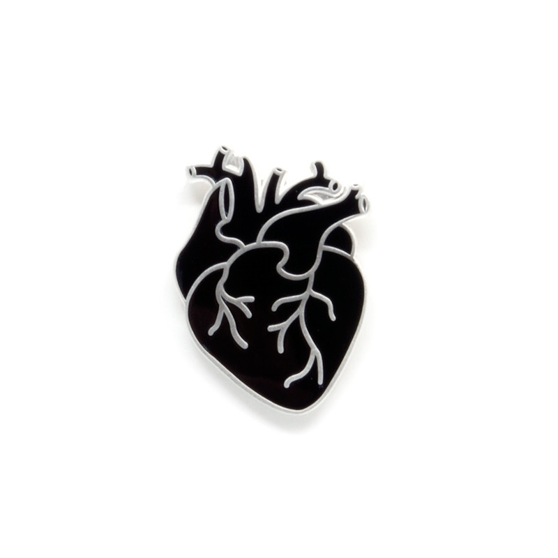 Silver Coeur Noir (Black Heart) Enamel Pin