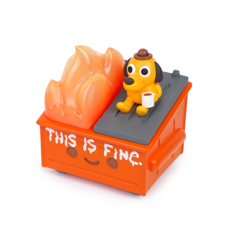 "This is Fine" Dumpster Fire Vinyl Figure by KC Green X 100% Soft