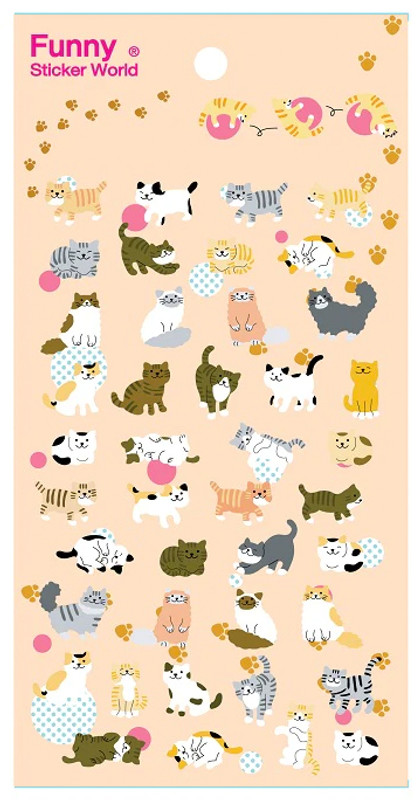 Funny Sticker World Cat Girl Puffy Sticker Sheet