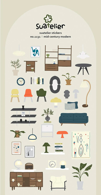 Suatelier Mid-Century Modern Sticker Sheet