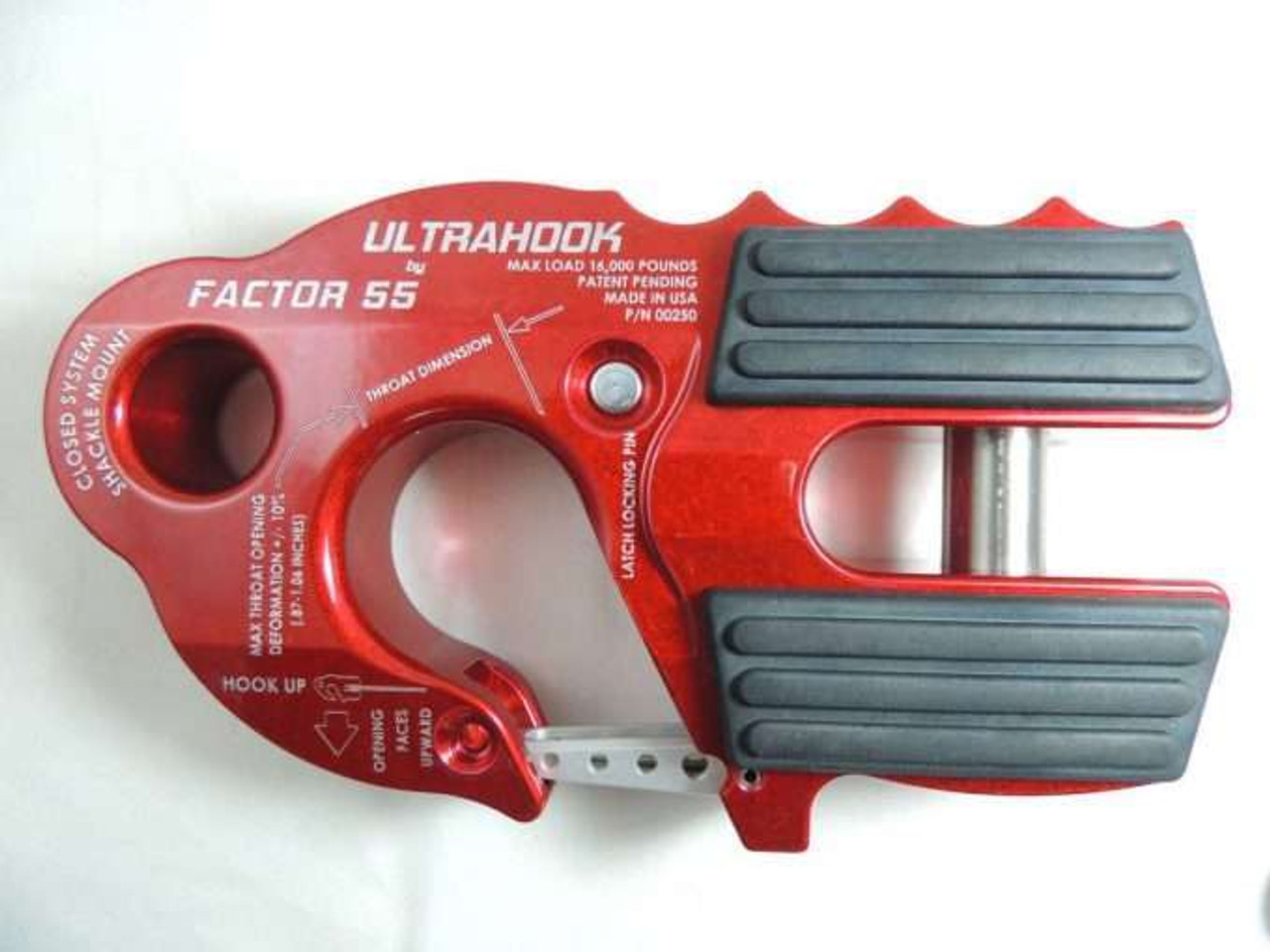 Factor 55 UltraHook Winch Hook W/Shackle Mount Red - Summit 4x4