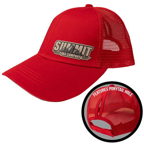 Summit 4x4 Co. Women's Red Ponytail Hat