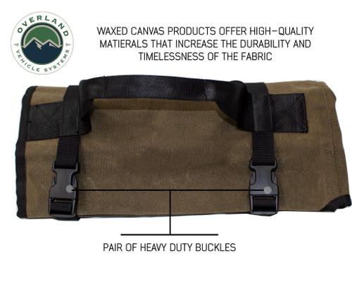 Overland Vehicle Systems Rolled Bag General Tools With Handle And Straps Brown 16 LB Waxed Canvas Canyon Bag Universal Overland Vehicle Systems