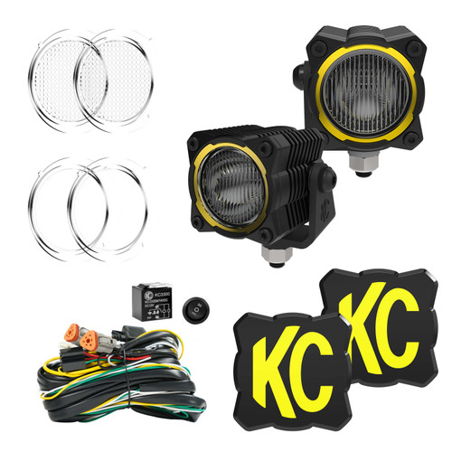 KC HiLiTES FLEX ERA 1 LED 2-Light Master Kit with Wiring Harness and Spread Beam Pattern