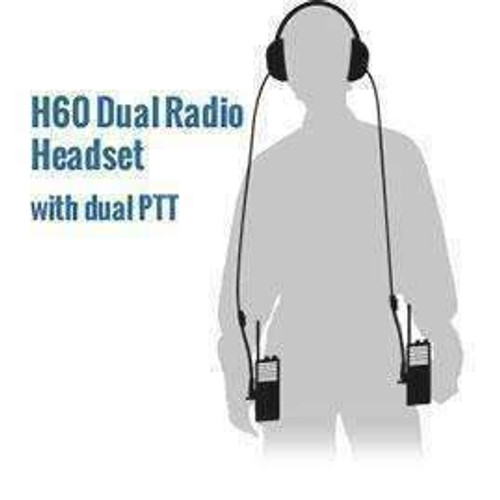 Rugged Radios H60 Dual Radio Behind the Head (BTH) Headset - Black