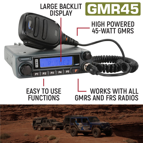 Rugged Radios Radio Kit - GMR45 High Power GMRS Band Mobile Radio with Antenna