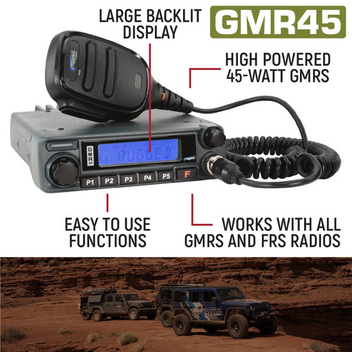 Rugged Radios Radio Kit Lite - GMR45 GMRS Band Mobile Radio with Stealth Antenna