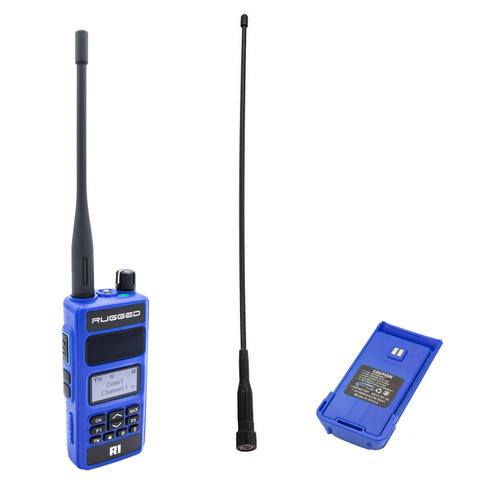 Rugged Radios BUNDLE - R1 Handheld Radio with Long Range Antenna and High Capacity Battery