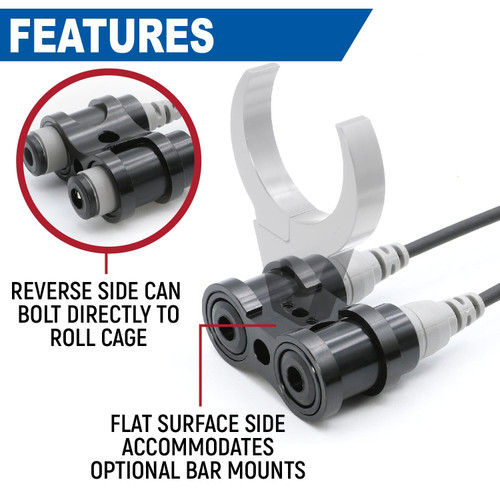 Rugged Radios Dual Headset or Helmet STX STEREO Jack - Bar Mount