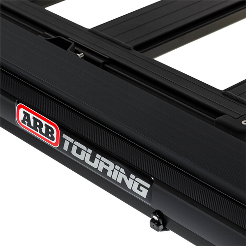 ARB aluminum awning, black frame, 8.2ft x 8.2ft, installed with led light strip