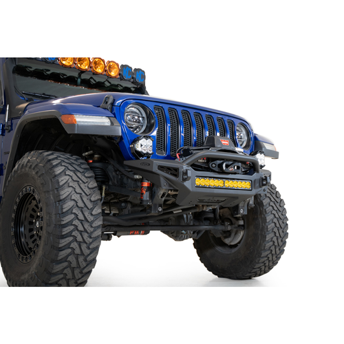 Addictive Desert Designs Rock Fighter Front Bumper with Mounts for 5 Cube Lights or 20-Inch Universal Light Bar - Black