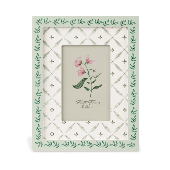 Cottage Bloom Floral Photo Frame With Green Trim