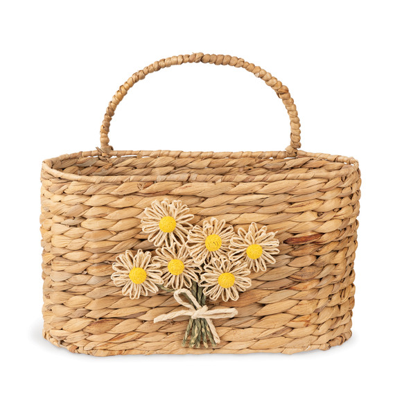 Cottage Bloom Wall Basket With Floral Accent