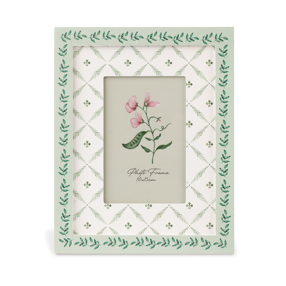 Cottage Bloom Floral Photo Frame With Green Trim
