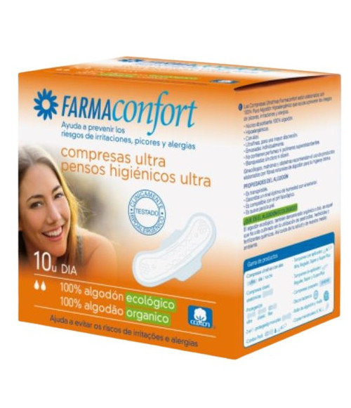 Compresas de algodón farmaconfort ultra dia alas 10 U Compresas de algodón farmaconfort ultra dia alas 10 U