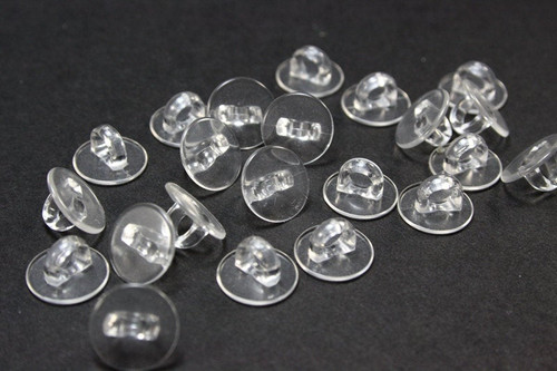 24 pcs Clear Plastic Shank Buttons - 10mm diameter - great for making your own cabochon buttons
