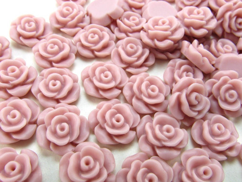 12 pcs Resin Flower Cabochons - 13.5mm Camellia Flowers - Blush Pink - Matte