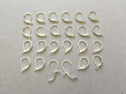24 pcs Earring Hooks - Silver plated brass - Lead Free - Leverback style